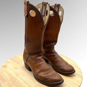 Luskeys Mens Cowboy Western  Leather Brown Boots  Size 9 D